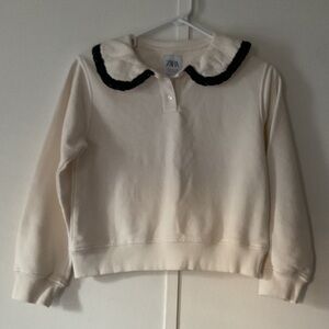 Zara Kids Cream Sweatshirt with Black Collar